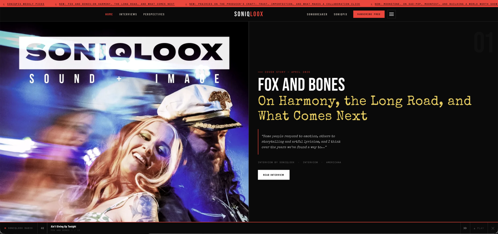 SONIQLOOX.com — Indie music magazine website and editorial platform